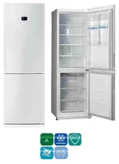 LG Kombinovaná Chladnička GB3133SHKK bílá, třída A, 217l/86l, NO FROST, Multi Air Flow