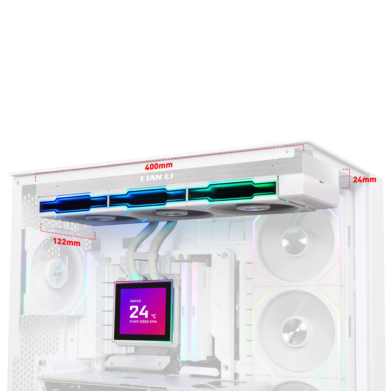 Lian Li HydroShift II LCD-S 360TL, bílá