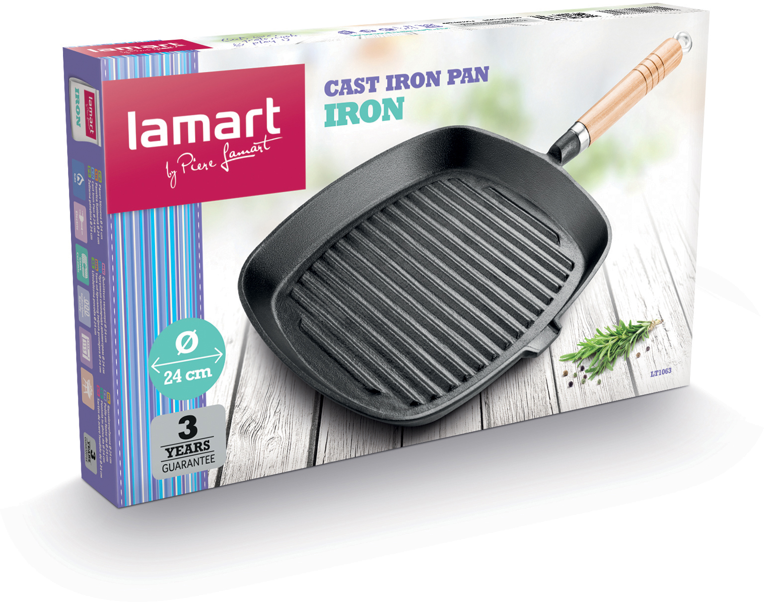 Liatinová panvica Lamart LT1063 IRON, 24 cm