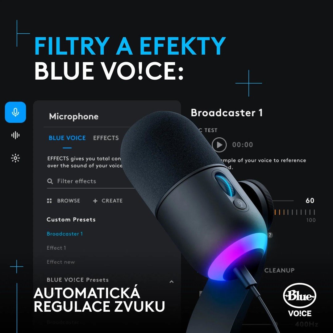 Logitech G Blue Yeti GX Dynamic RGB, čierna