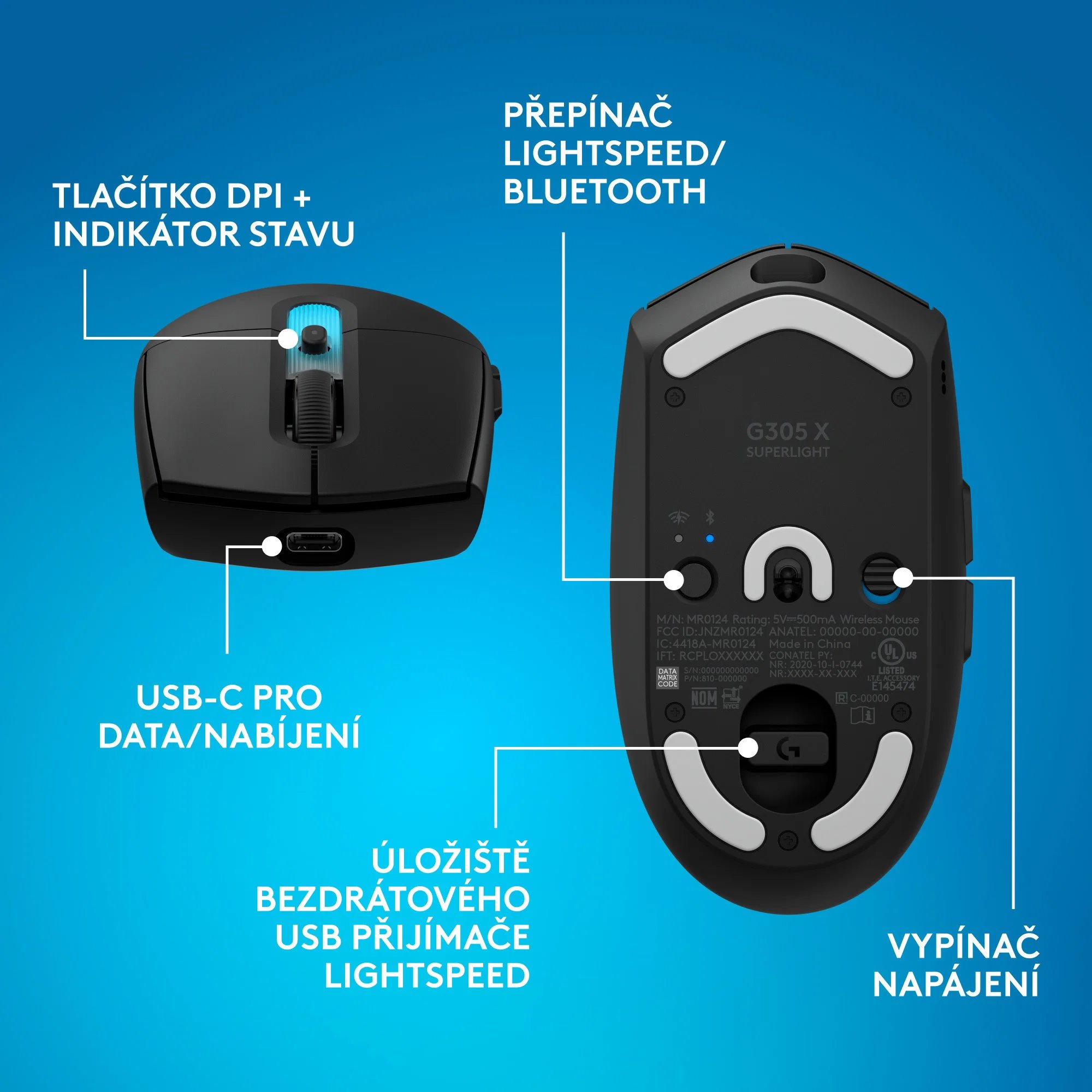 Logitech G305 X SUPERLIGHT, čierna