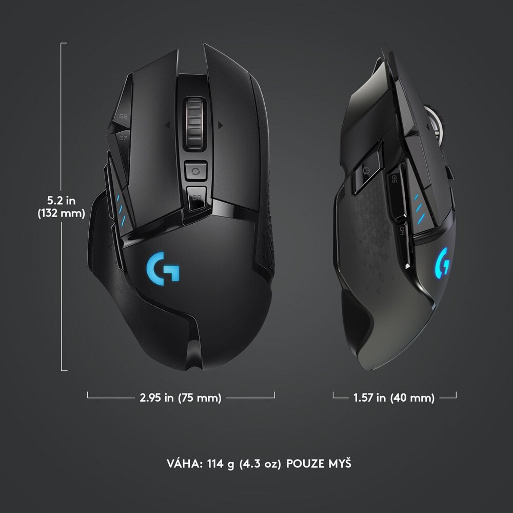 Logitech G502 Lightspeed Wireless herní myš - černý
