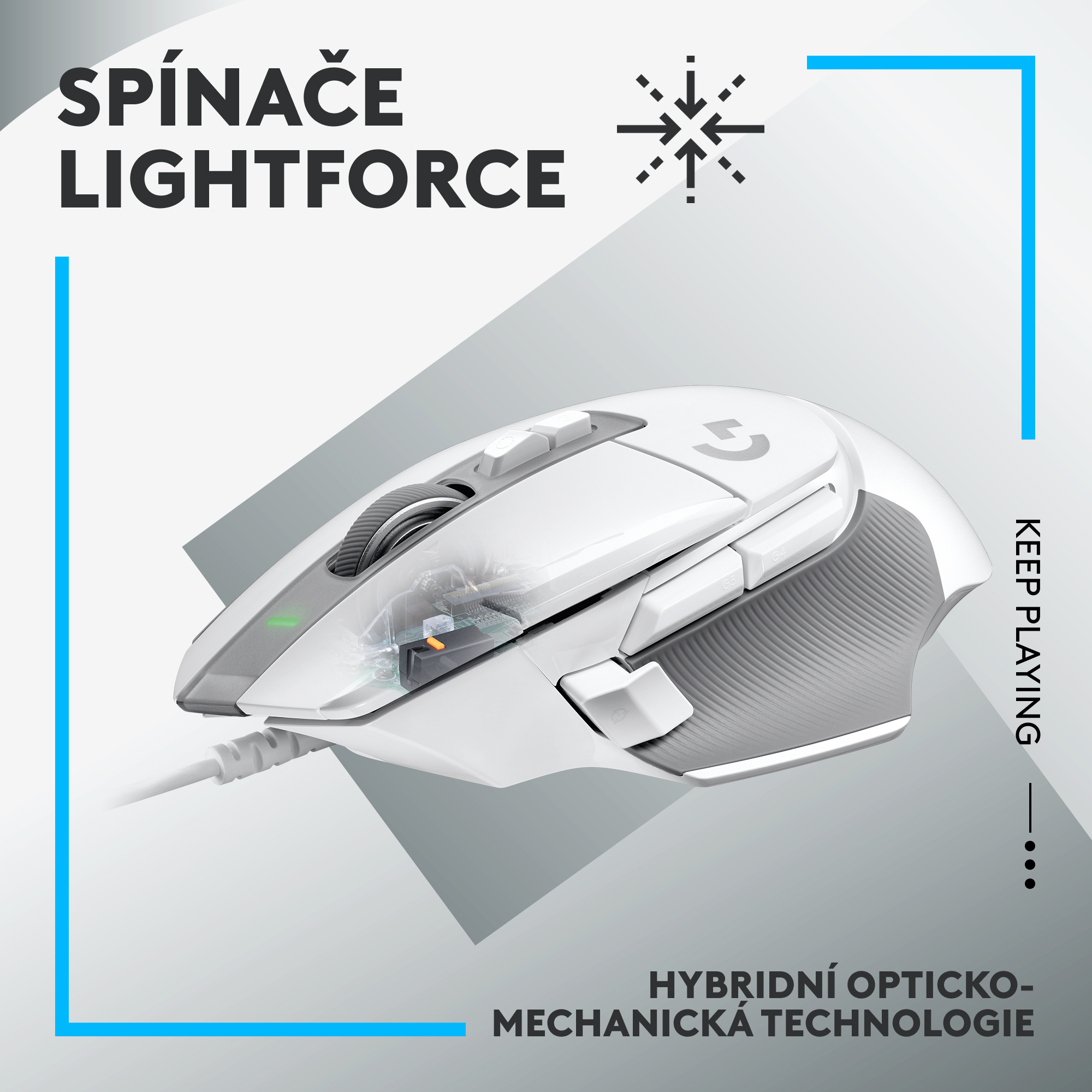 Logitech G502 X Gaming Mouse, bílá