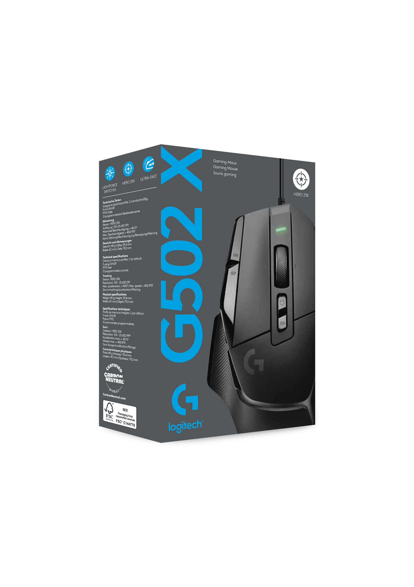 Logitech G502 X Gaming Mouse, černá