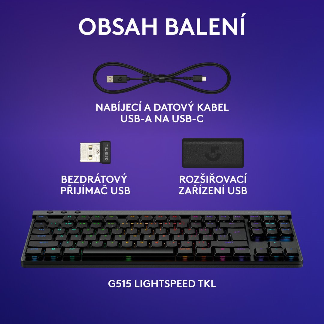 Logitech G515 TKL Lightspeed CZ/SK, černá, bezdrátová