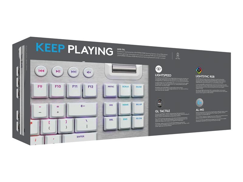 Logitech G915 LIGHTSPEED TKL Wireless RGB GL Tactile, biela - US INTL