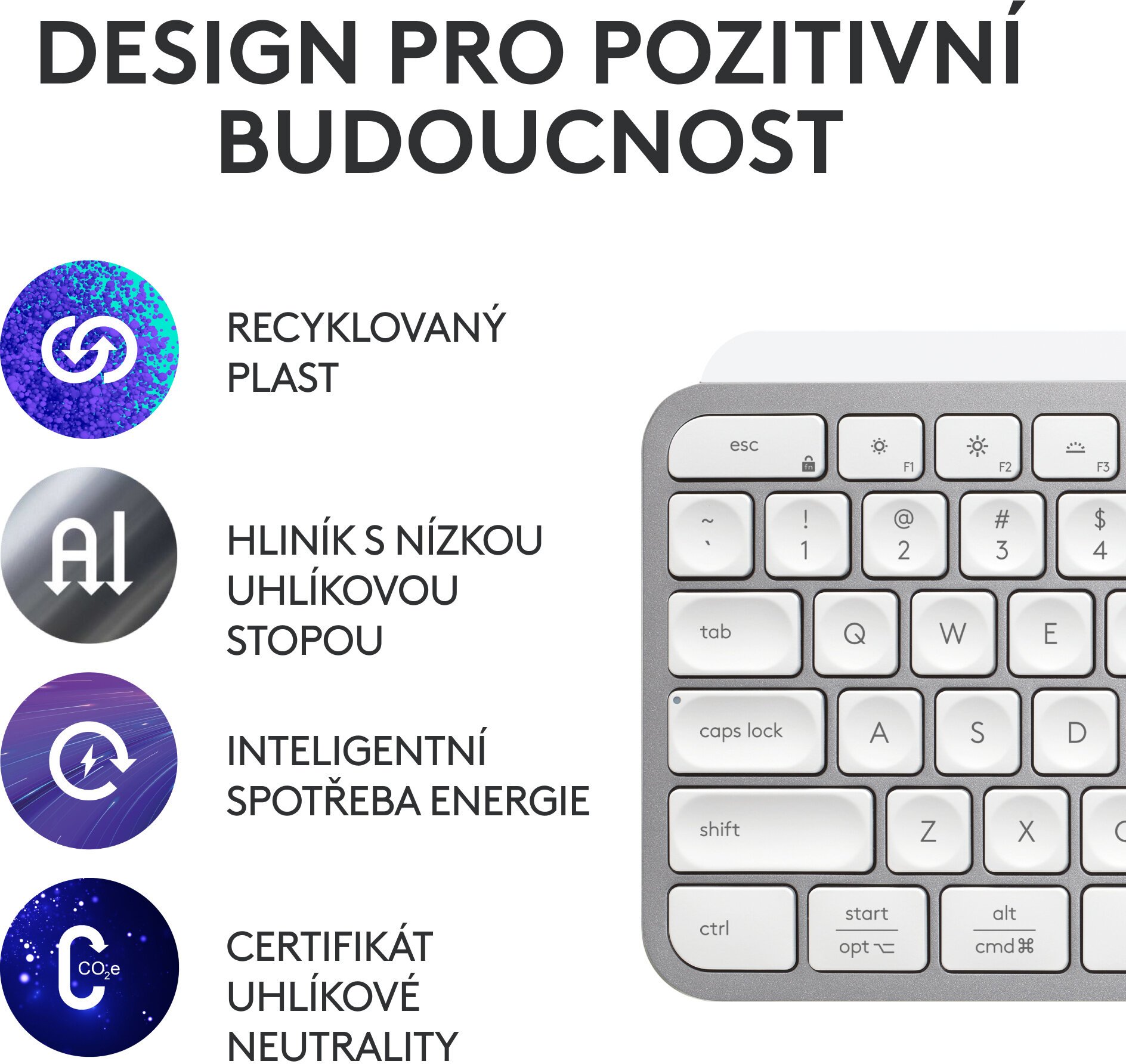 Logitech klávesnice Wireless MX Keys S, US, INTL, bezdrátová, Pale Grey, Bolt