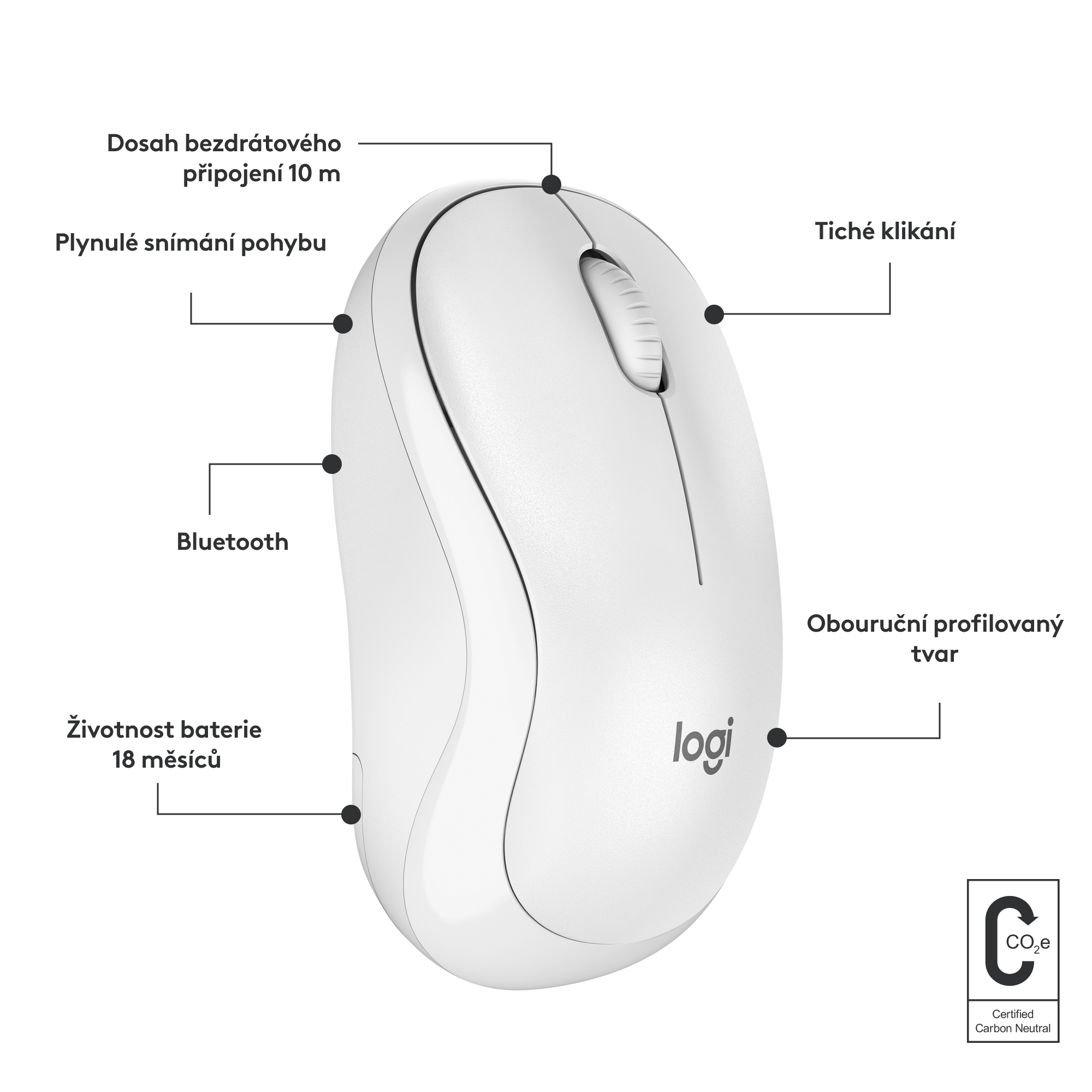 Logitech M240 Silent Bluetooth Mouse Off-White