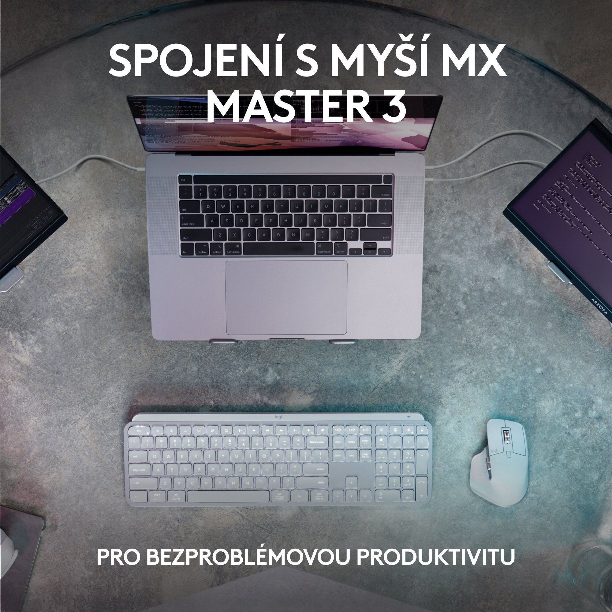 Logitech MX Keys S, CZ, bezdrátová klávesnice, černá/grafitová