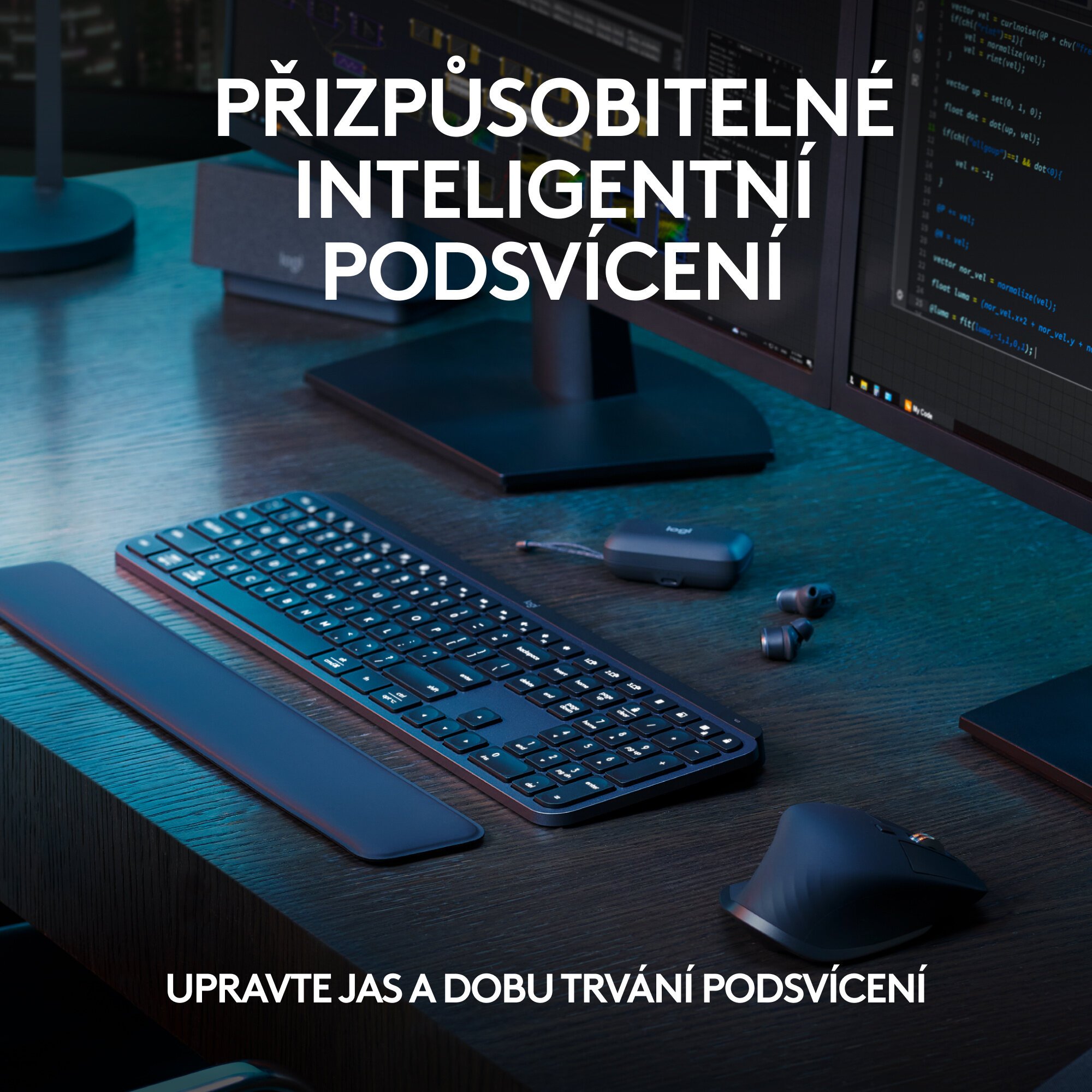 Logitech MX Keys S, CZ, bezdrôtová klávesnica, čierna/grafitová