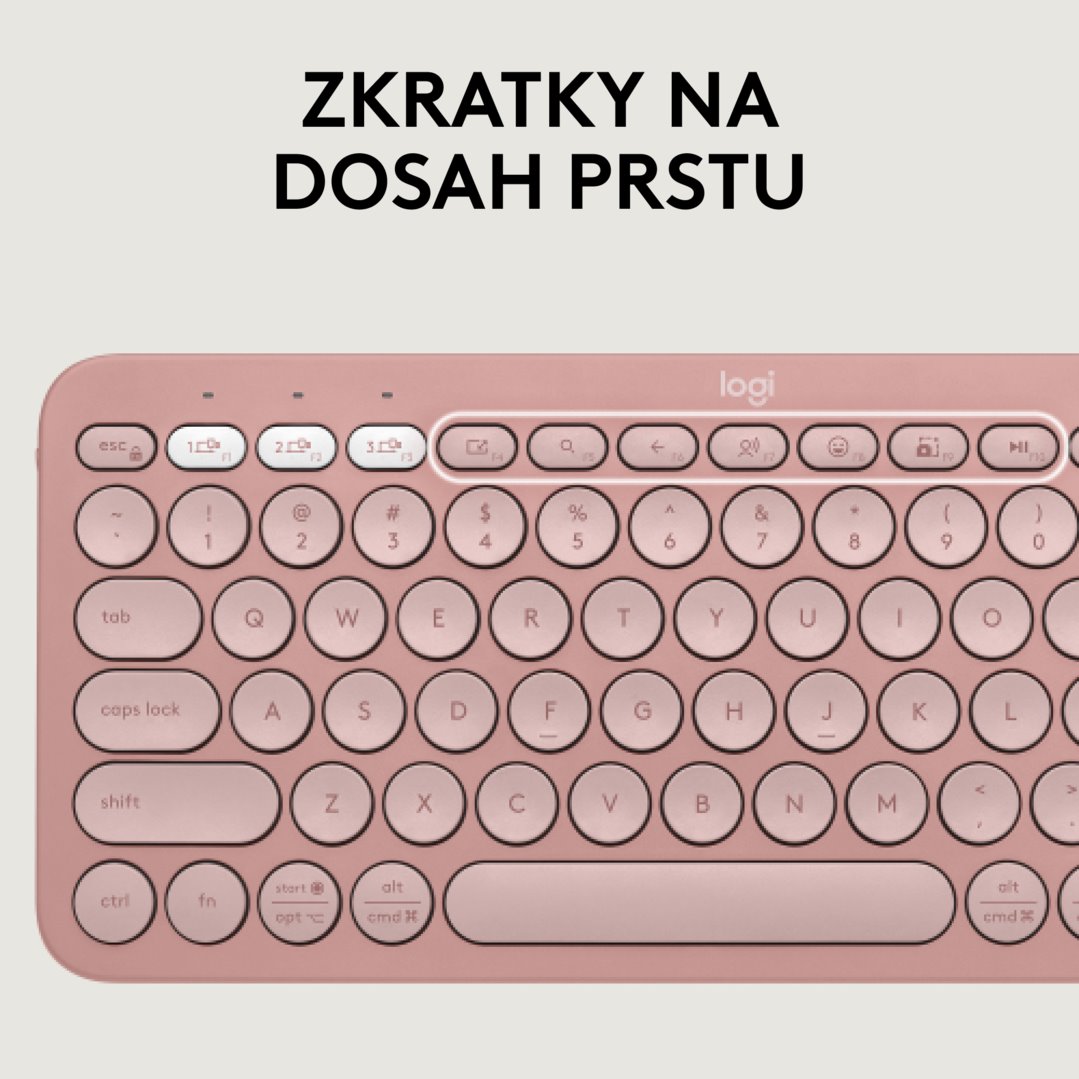 Logitech Pebble 2 Combo, bezdrátová klávesnice a myš, růžová