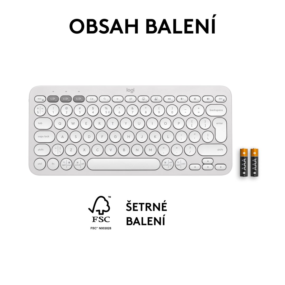 Logitech Pebble Keys 2 K380s, US, bezdrôtová klávesnica, biela
