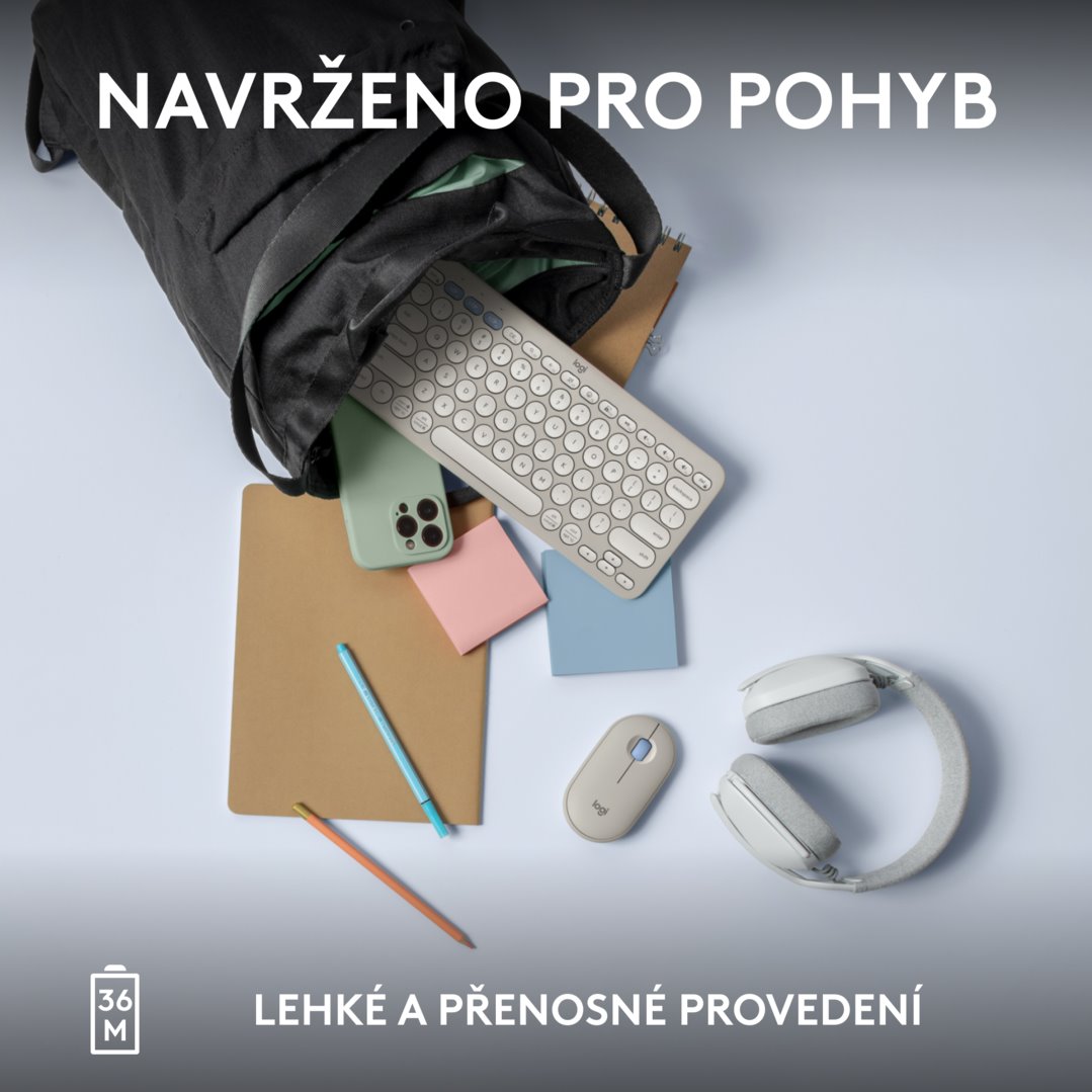 Logitech Pebble Keys 2 K380s, US, bezdrôtová klávesnica, biela