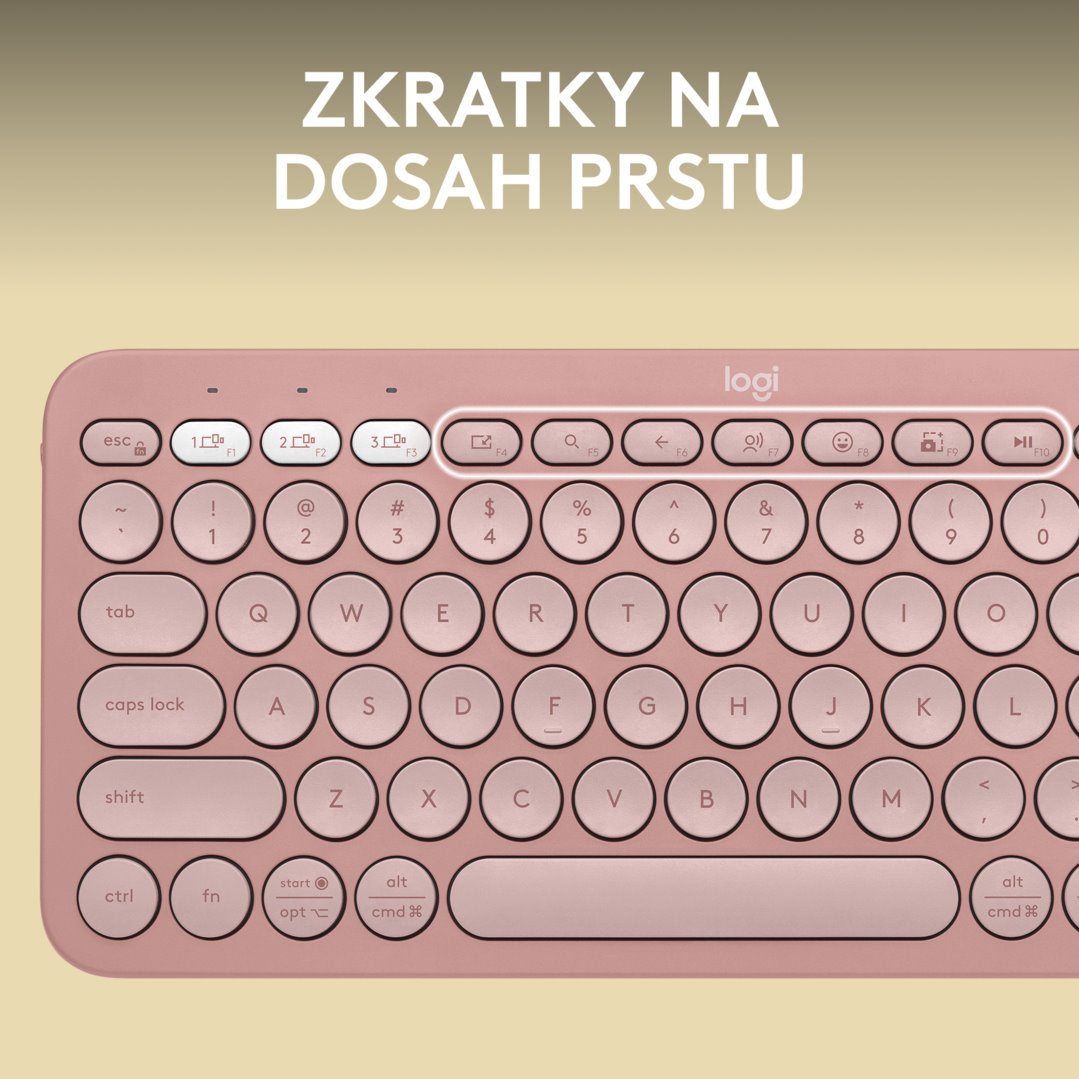 Logitech Pebble Keys 2 K380s, US, bezdrôtová klávesnica, ružová