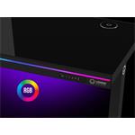 LORGAR stůl s nastavitelnou výškou, bezdrátovou nabíječkou, RGB osvětlením a USB porty, tvrzené sklo, černý