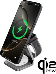 Magnetická bezdrôtová nabíjačka Cubenest Qi2.2 3v1 SQ312 Ultra Black
