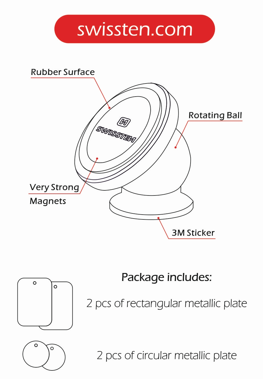 Magnetický držiak Swissten M2