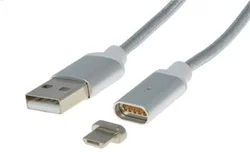 Magnetický micro USB 2.0, A-B nabíjecí a datový kabel 1m, stříbrný ku2m1fgs - Kabely + redukce