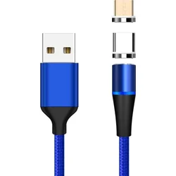 Magnetický microUSB a USB-C nabíjecí a datový kabel 1m, modrý