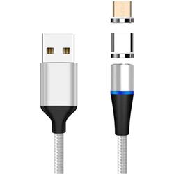 Magnetický microUSB a USB-C nabíjecí a datový kabel 1m, stříbrný