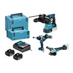 MAKITA Aku sada DGA506+DHR243+DHP492 Li-ion LXT 18V/5,0Ah