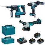 MAKITA Aku súprava DGA506+DHR243+DDF492 Li-ion LXT 18V/5,0Ah