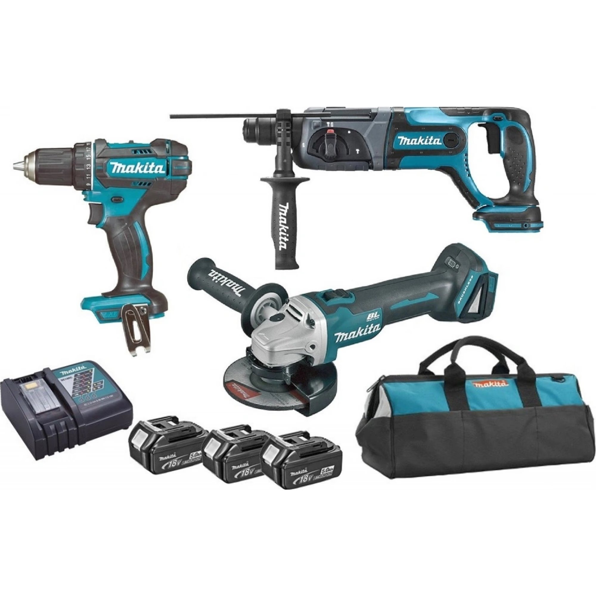 Makita DLX3078TX1 Aku súprava DGA504+DHR241+DDF482 Li-ion LXT 18V/5,0Ah