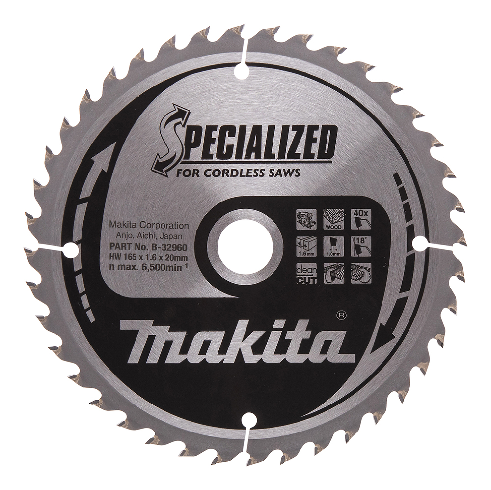 MAKITA pílový kotúč SPECIALIZED 165x1,6x20mm 40Z pre akumulátorové píly = starý B-