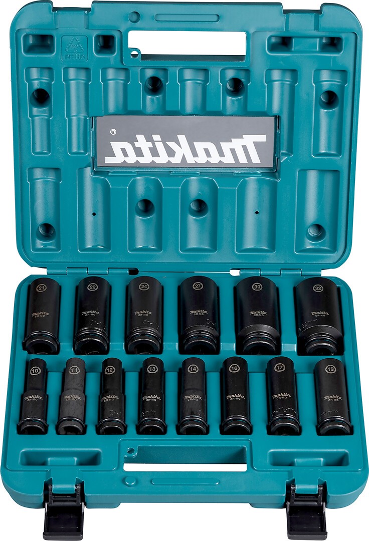 MAKITA sada nástrčných klíčů prodloužených čtyřhran 1/2" IMPACT BLACK 14 ks v