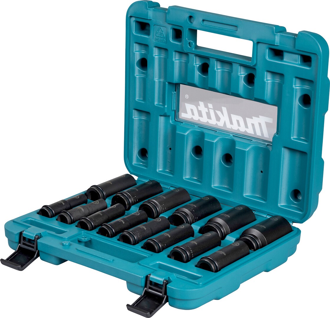 MAKITA sada nástrčných klíčů prodloužených čtyřhran 1/2" IMPACT BLACK 14 ks v