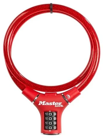 Master Lock Ocelové kombinační lanko na kolo 8229EURDPRORED - 0,9m červené