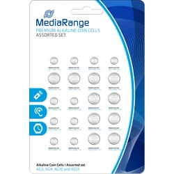 MediaRange Premium alkalické baterie Coin Cells, AG3, AG4, AG10, AG13 set, 20ks