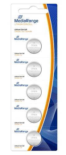 MediaRange Premium Lithium baterie CR1616, 3V, 5ks