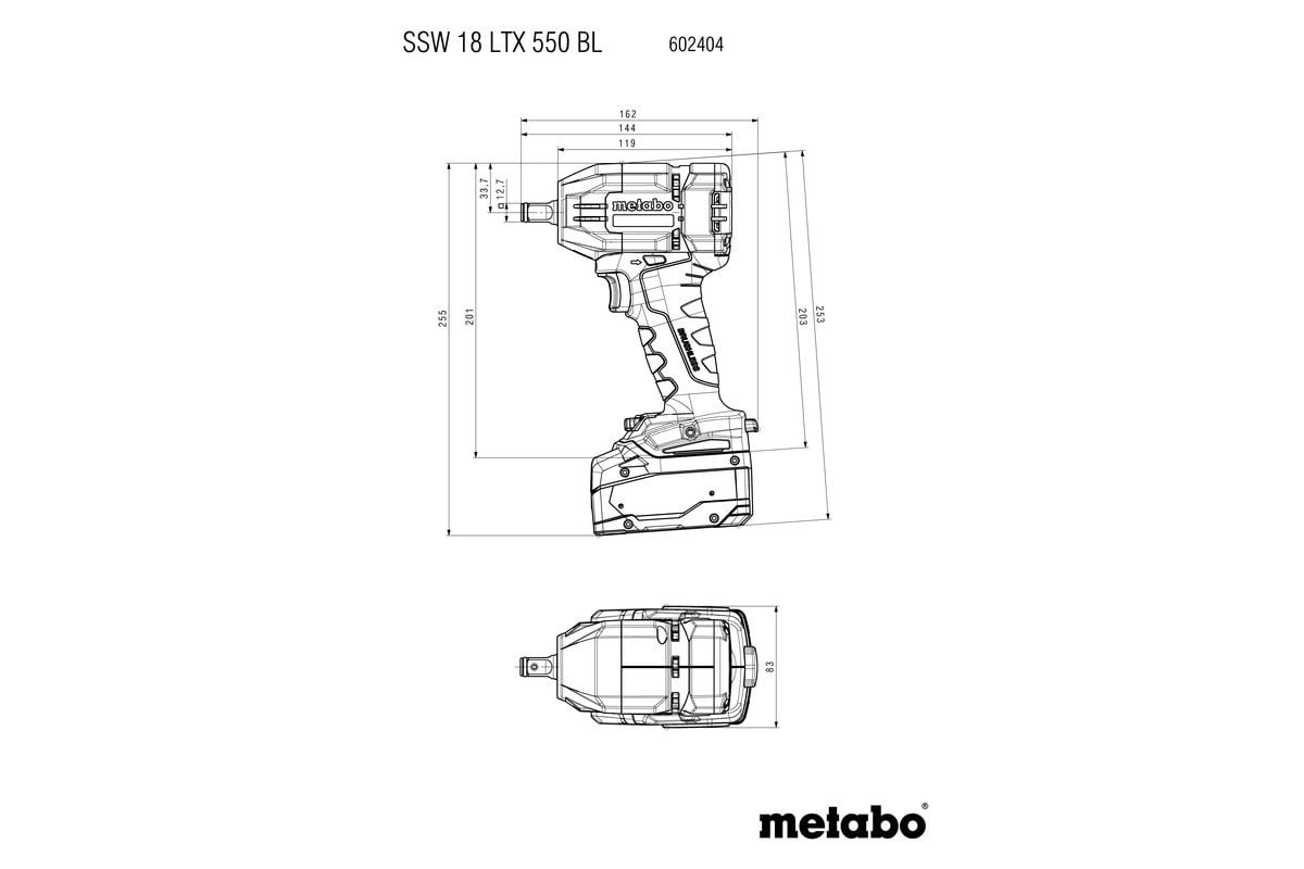 Metabo SSW 18 LTX 550 BL, batéria, nabíjačka, metabox (602404800)