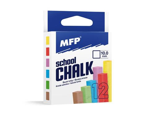 MFP Křídy M barevné čtyřhranné 12 ks v krabičce neprášivá