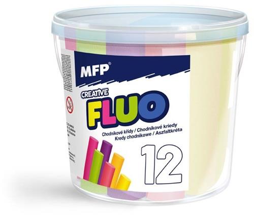 MFP Křídy M chodníkové fluo kulaté 12 ks mix barev - kyblík