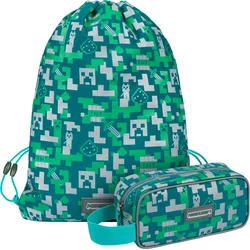 MINECRAFT SET 2 Silver Creeper: penál, sáček