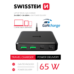 Swissten GaN adaptér 65 W, černý