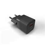 Mini sieťová nabíjačka FIXED s výstupom USB-C a USB, podpora PD a QC 3.0, 20 W, čierna
