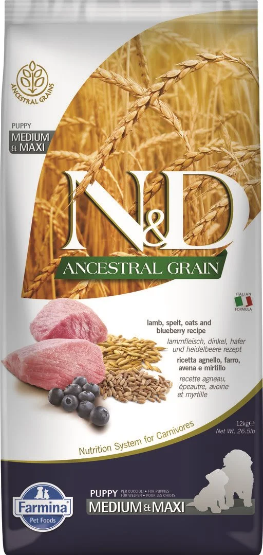 N&D LG DOG Puppy M/L Lamb & Blueberry 12kg granule pro štěňata