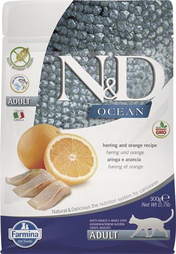 N&D OCEAN CAT Adult Herring & Orange 300g granule pro kočky