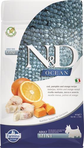N&D OCEAN DOG Adult Mini Codfish & Pumpkin & Orange 800g granule pre psov