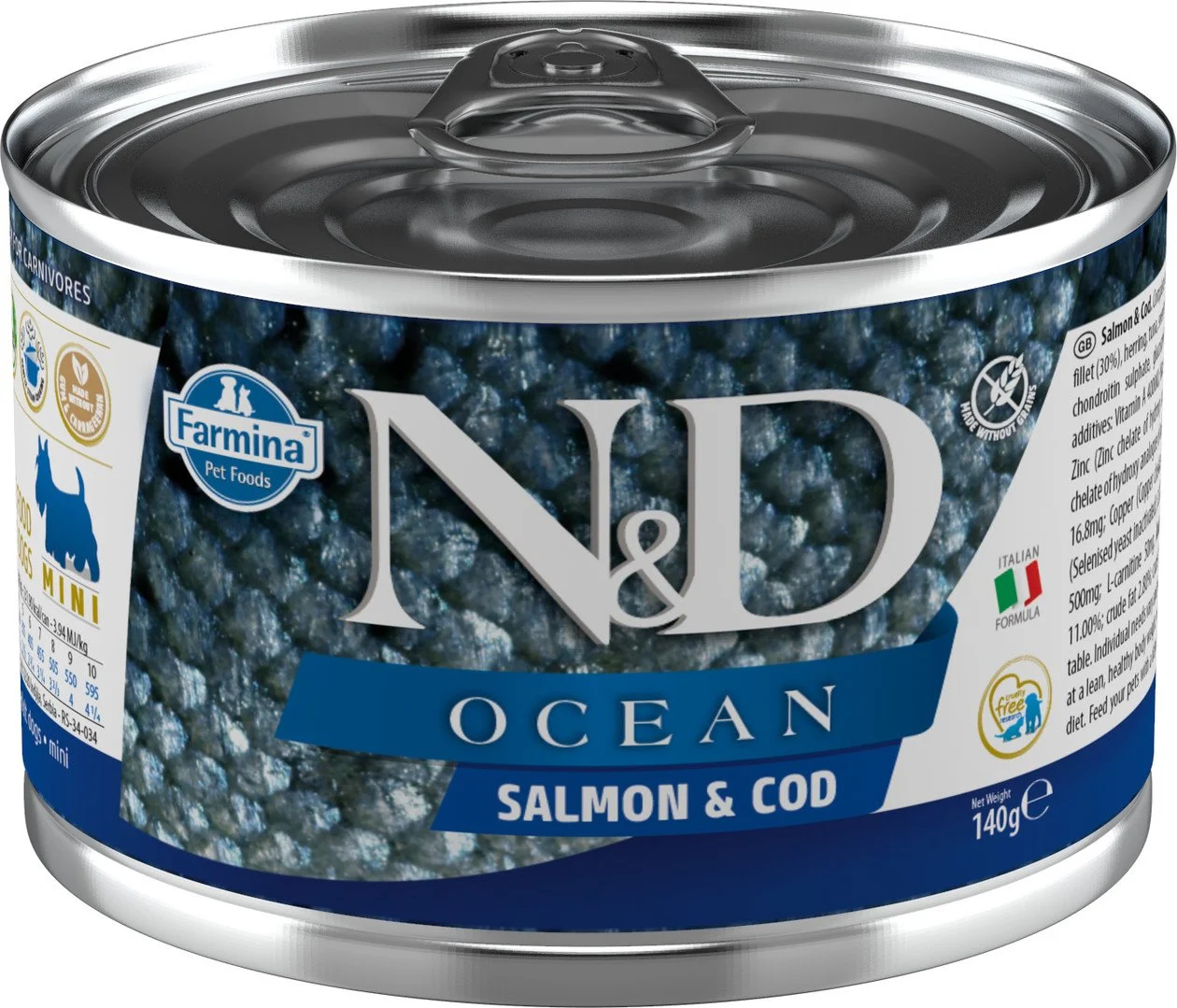 N&D OCEAN DOG Adult Salmon & Codfish Mini 140g konzerva pro psy