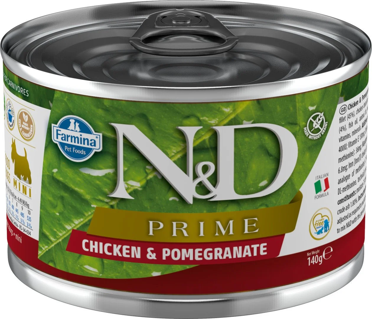 N&D PRIME DOG Adult Chicken & Pomegranate Mini 140g konzerva pre psy