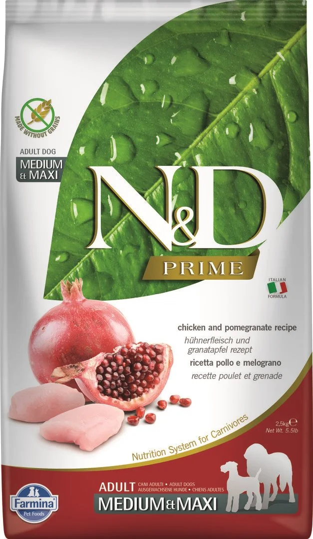 N&D PRIME DOG Adult M/L Chicken & Pomegranate 2,5kg granule pro psy