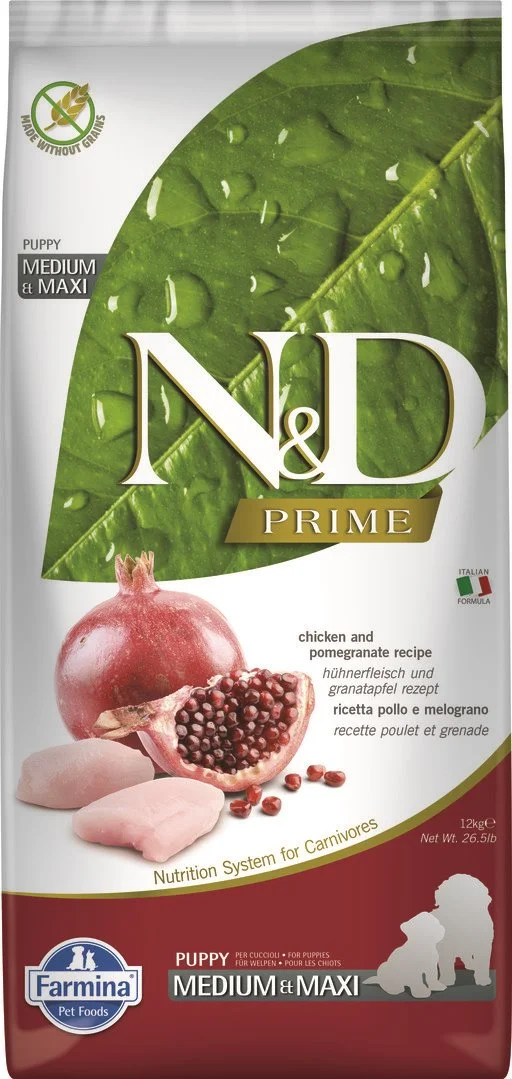 N&D PRIME DOG Puppy M/L Chicken & Pomegranate 12kg granule pre šteňatá