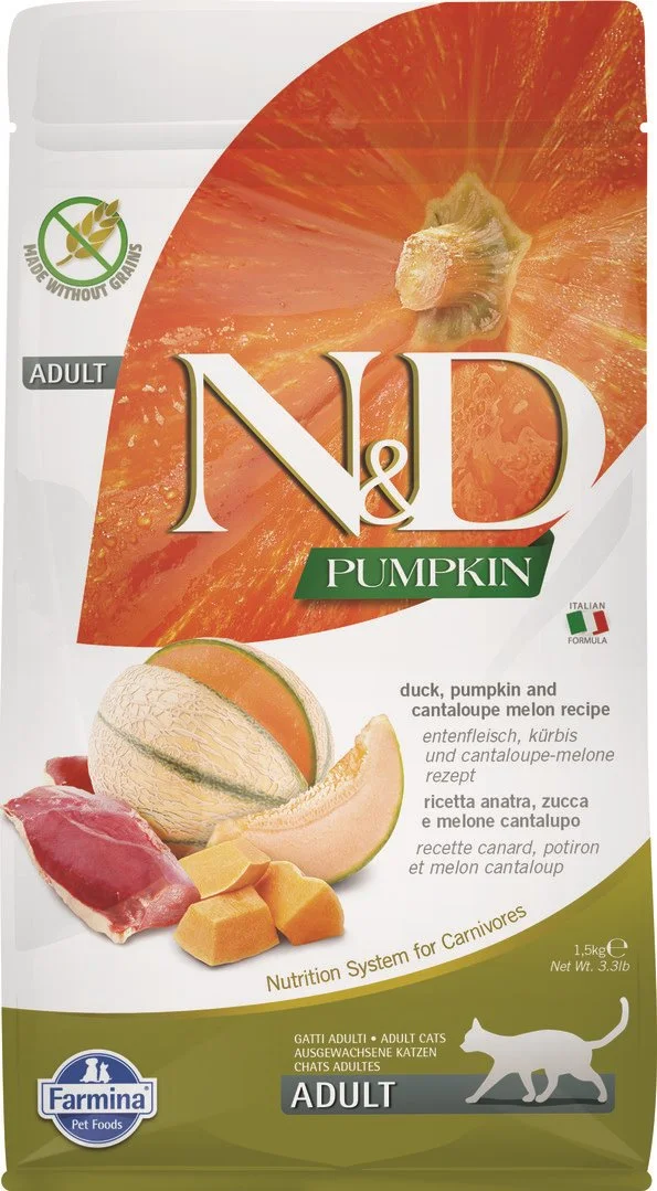 N&D PUMPKIN CAT Duck & Cantaloupe melon 1,5kg granule pre mačky
