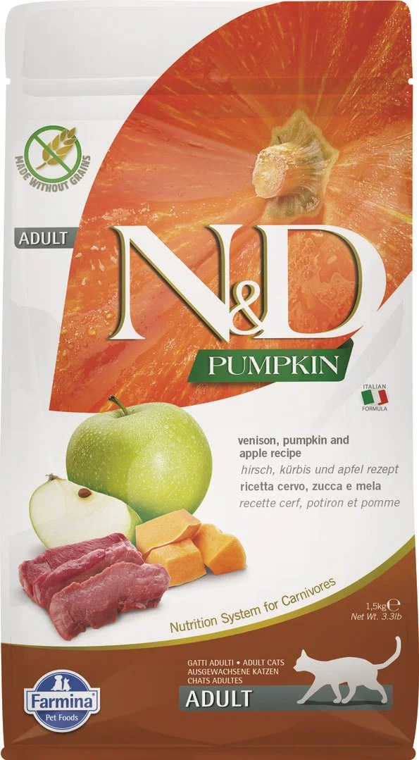 N&D PUMPKIN CAT Venison & Apple 1,5kg granule pro kočky