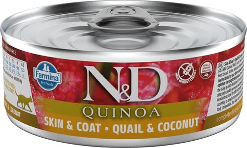 N&D QUINOA CAT Adult Quail & Coconut 80g konzerva pre mačky