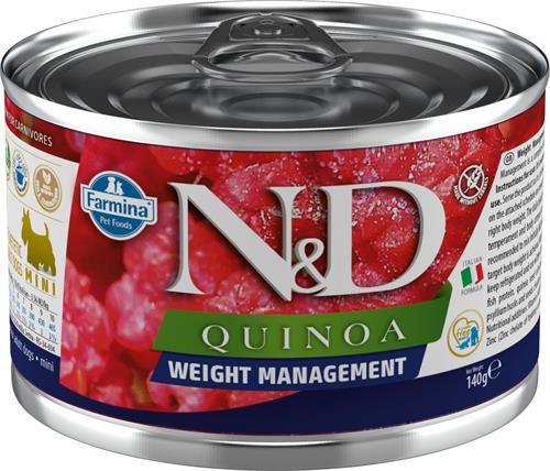 N&D QUINOA DOG Adult Weight Management Lamb & Brocolli Mini 140g konzerva pro psy